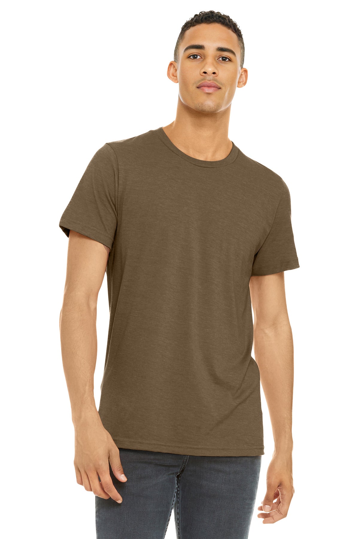 BELLA+CANVAS Unisex Heather CVC Short Sleeve Tee. BC3001CVC - Heather Brown - front