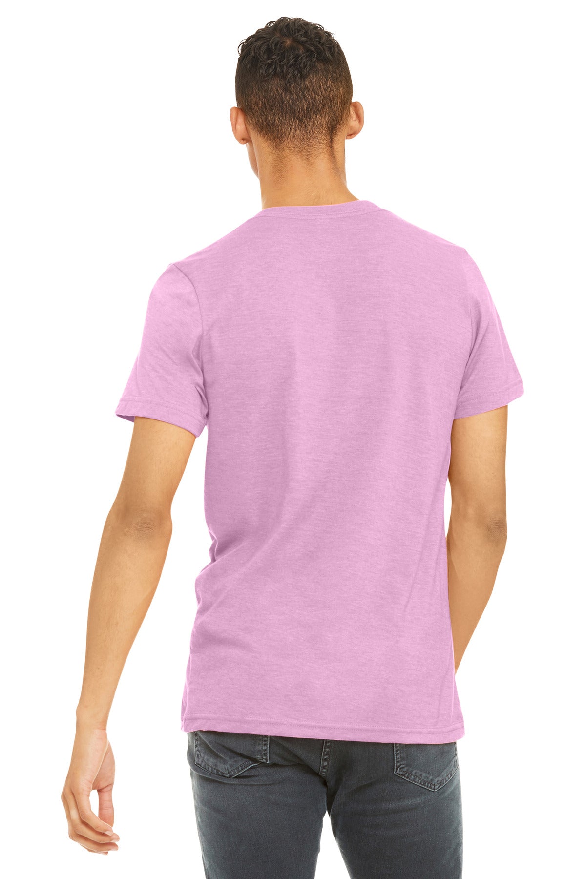 BELLA+CANVAS Unisex Heather CVC Short Sleeve Tee. BC3001CVC - Heather Bubble Gum - back