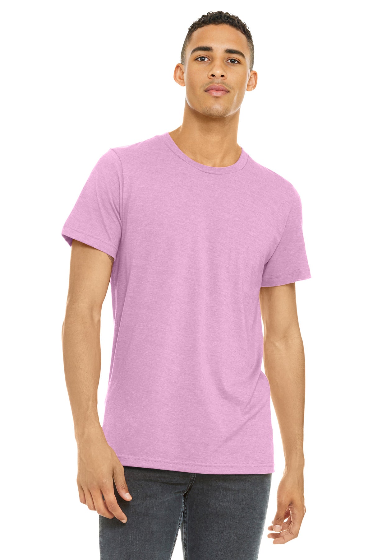 BELLA+CANVAS Unisex Heather CVC Short Sleeve Tee. BC3001CVC - Heather Bubble Gum - front