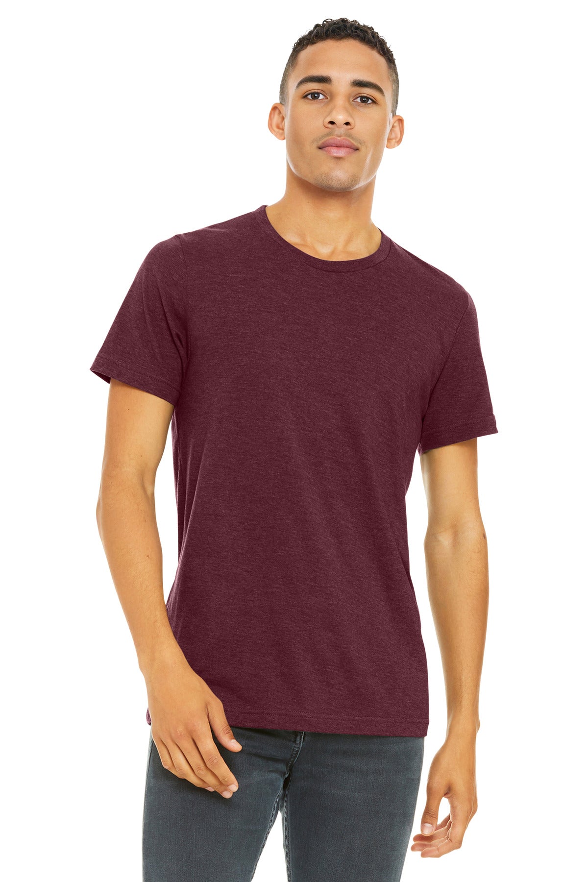 BELLA+CANVAS Unisex Heather CVC Short Sleeve Tee. BC3001CVC - Heather Cardinal - front