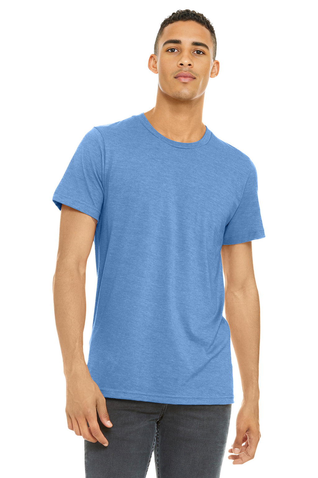 BELLA+CANVAS Unisex Heather CVC Short Sleeve Tee. BC3001CVC - Heather Carolina Blue - front