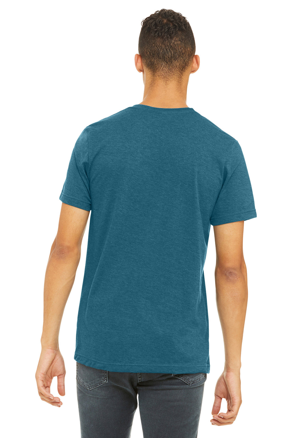 BELLA+CANVAS Unisex Heather CVC Short Sleeve Tee. BC3001CVC - Heather Deep Teal - back