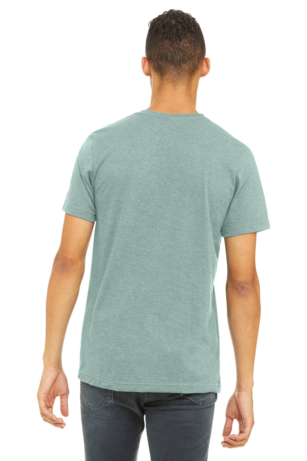 BELLA+CANVAS Unisex Heather CVC Short Sleeve Tee. BC3001CVC - Heather Dusty Blue - back
