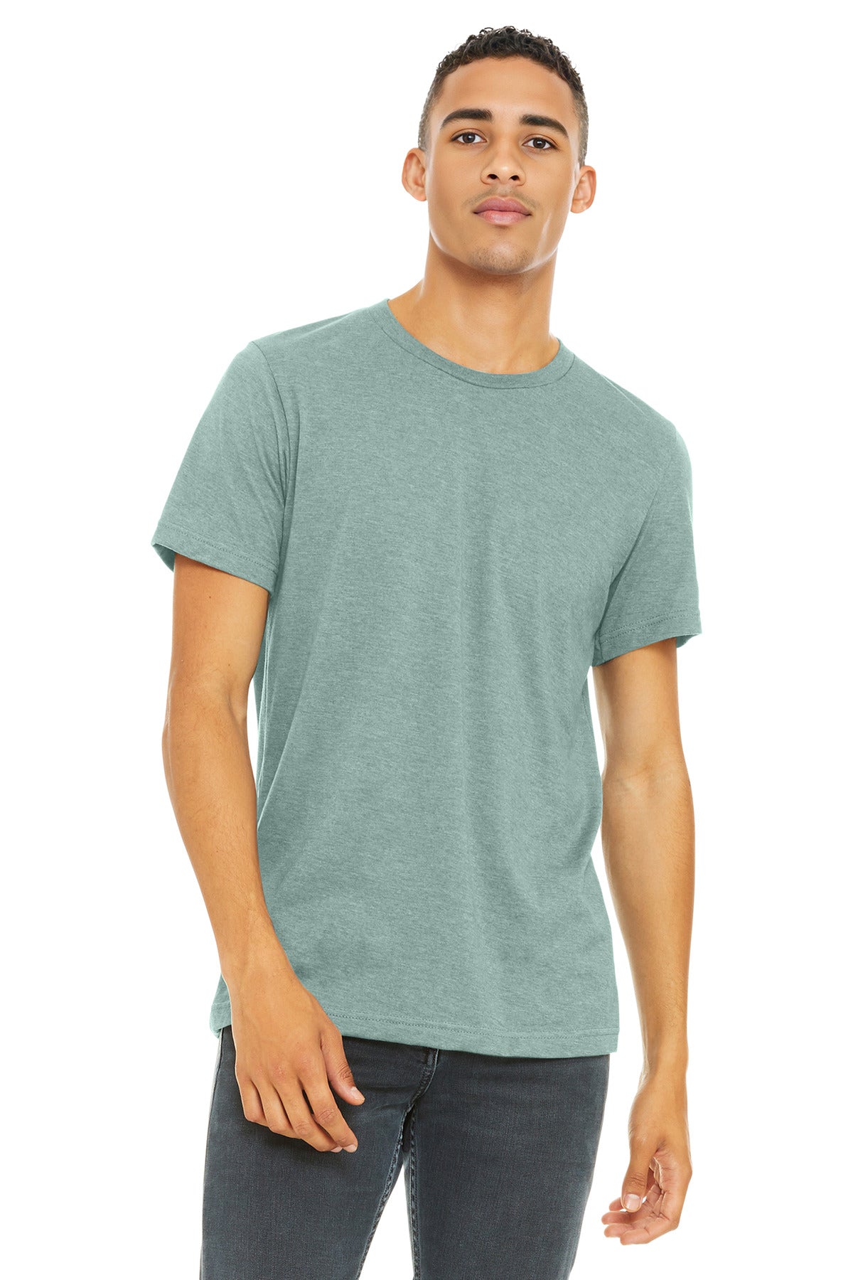 BELLA+CANVAS Unisex Heather CVC Short Sleeve Tee. BC3001CVC - Heather Dusty Blue - front