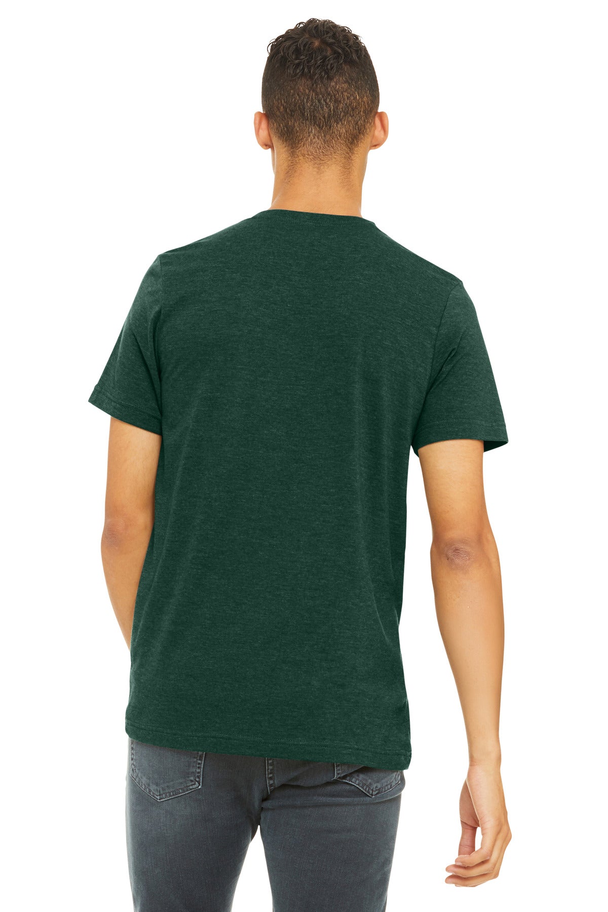 BELLA+CANVAS Unisex Heather CVC Short Sleeve Tee. BC3001CVC - Heather Emerald - back