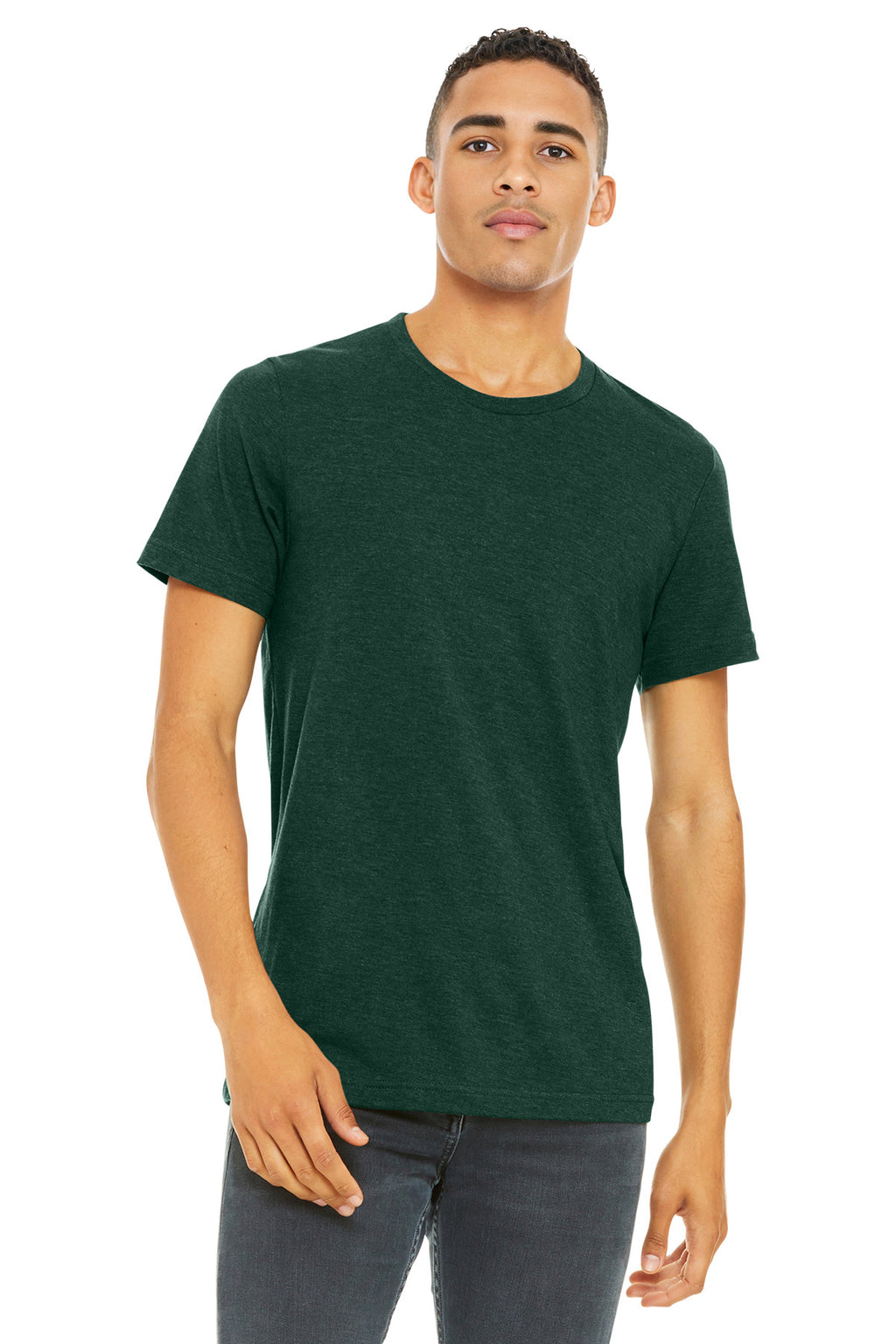 BELLA+CANVAS Unisex Heather CVC Short Sleeve Tee. BC3001CVC - Heather Emerald - front