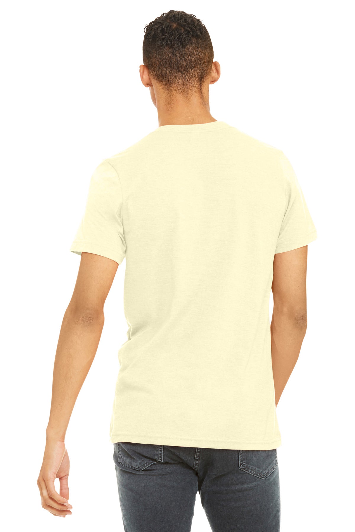 BELLA+CANVAS Unisex Heather CVC Short Sleeve Tee. BC3001CVC - Heather French Vanilla - back