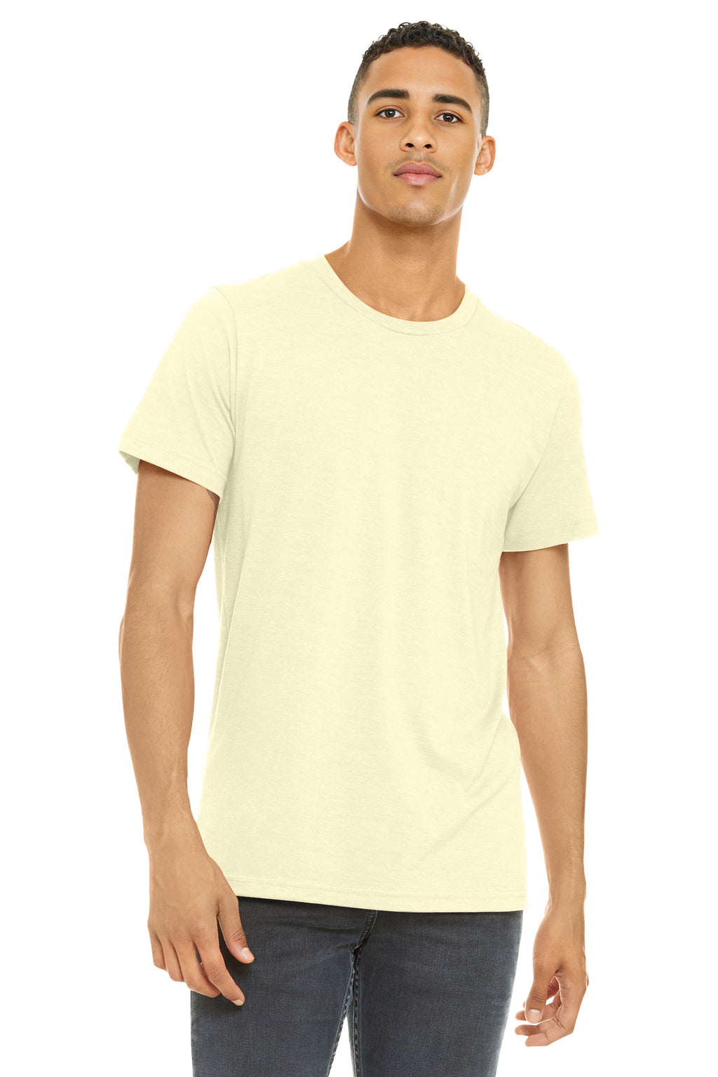 BELLA+CANVAS Unisex Heather CVC Short Sleeve Tee. BC3001CVC - Heather French Vanilla - front