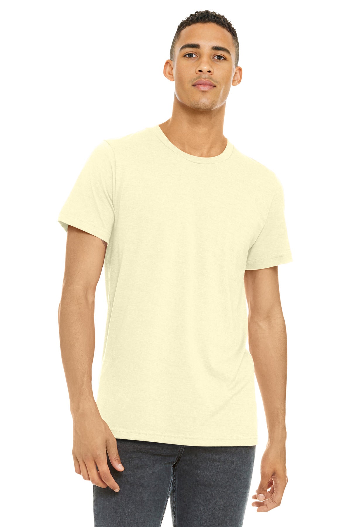 BELLA+CANVAS Unisex Heather CVC Short Sleeve Tee. BC3001CVC - Heather French Vanilla - front