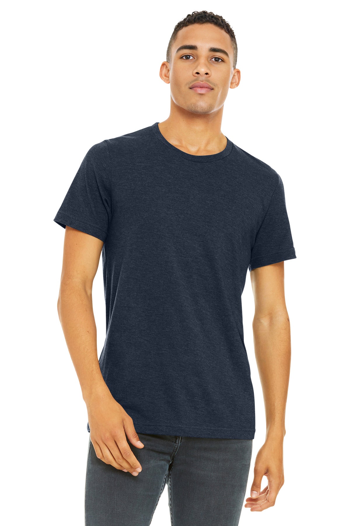 BELLA+CANVAS Unisex Heather CVC Short Sleeve Tee. BC3001CVC - Heather Midnight Navy - front