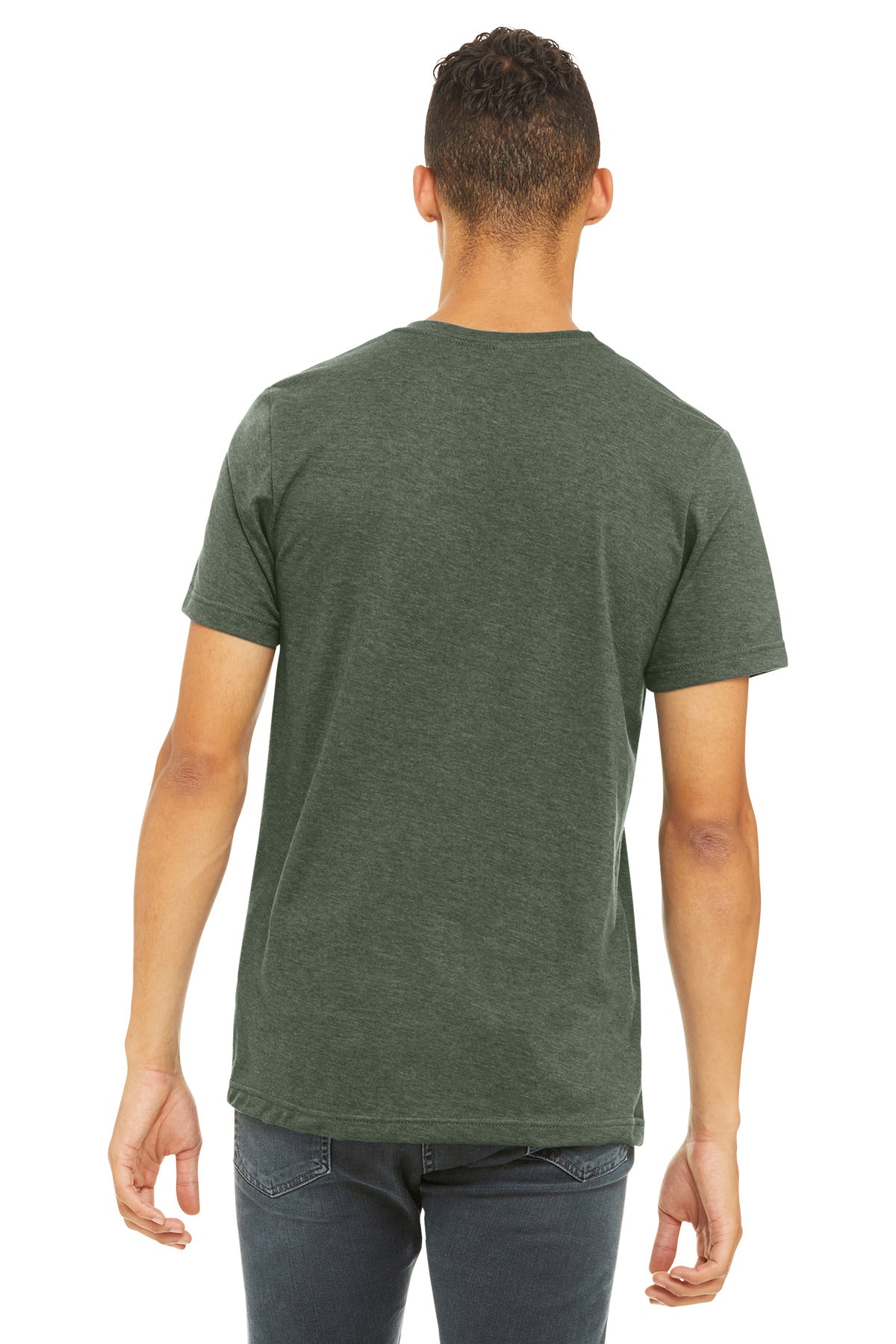 BELLA+CANVAS Unisex Heather CVC Short Sleeve Tee. BC3001CVC - Heather Military Green - back