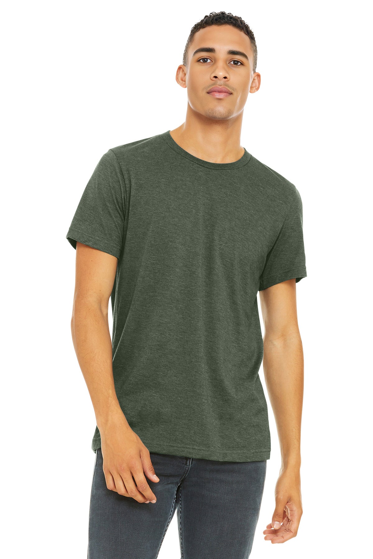 BELLA+CANVAS Unisex Heather CVC Short Sleeve Tee. BC3001CVC - Heather Military Green - front