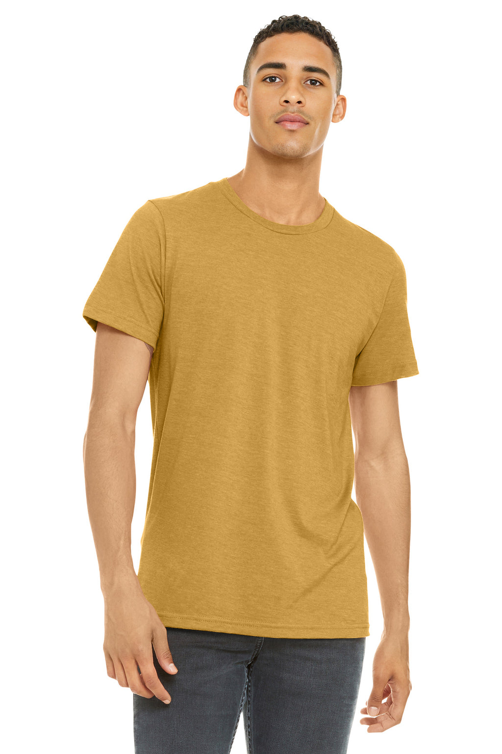 BELLA+CANVAS Unisex Heather CVC Short Sleeve Tee. BC3001CVC - Heather Mustard - front