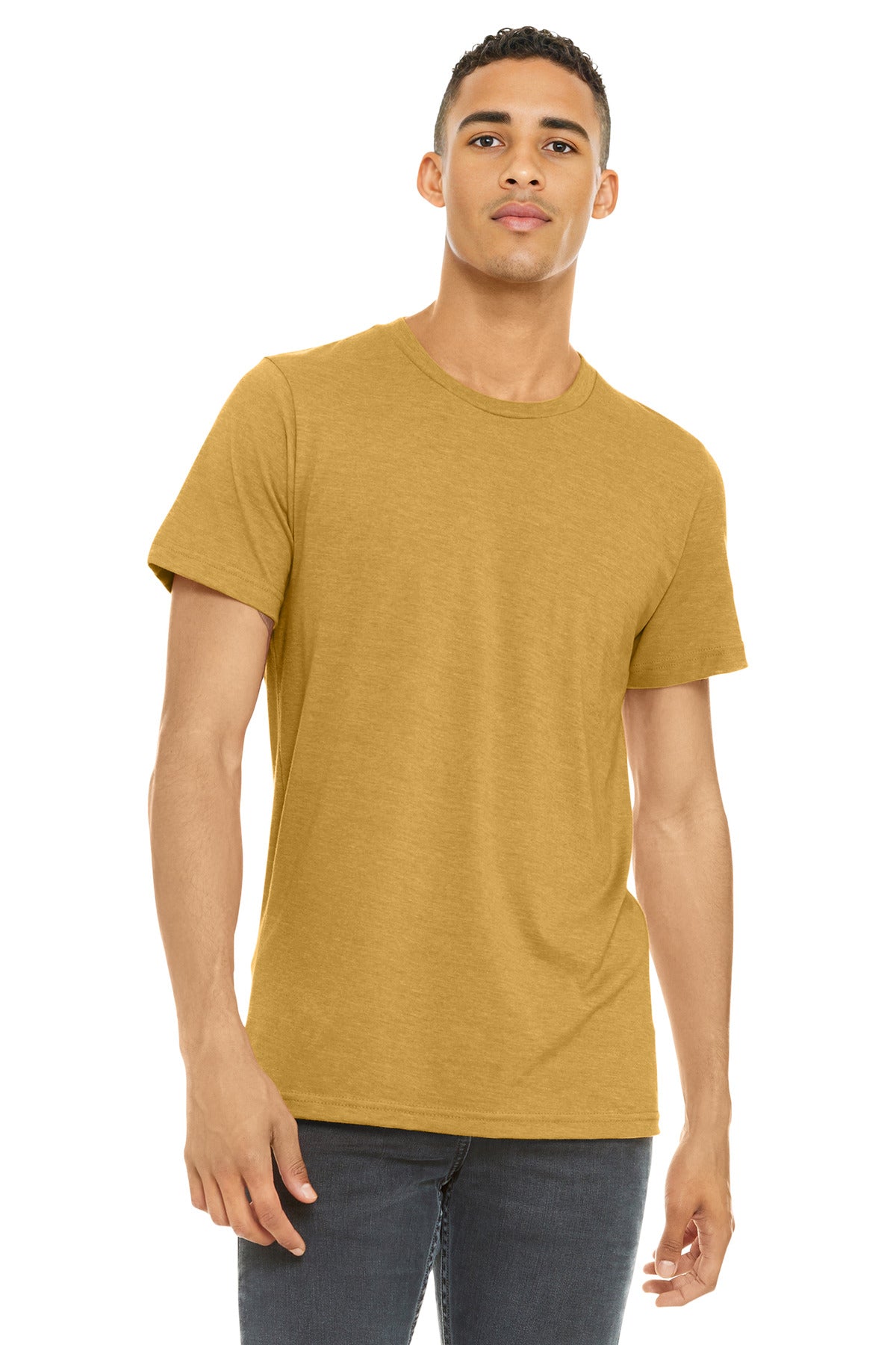 BELLA+CANVAS Unisex Heather CVC Short Sleeve Tee. BC3001CVC - Heather Mustard - front