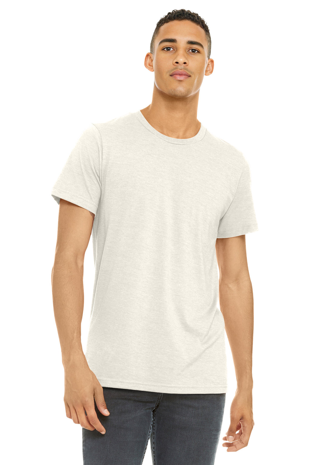 BELLA+CANVAS Unisex Heather CVC Short Sleeve Tee. BC3001CVC - Heather Natural - front