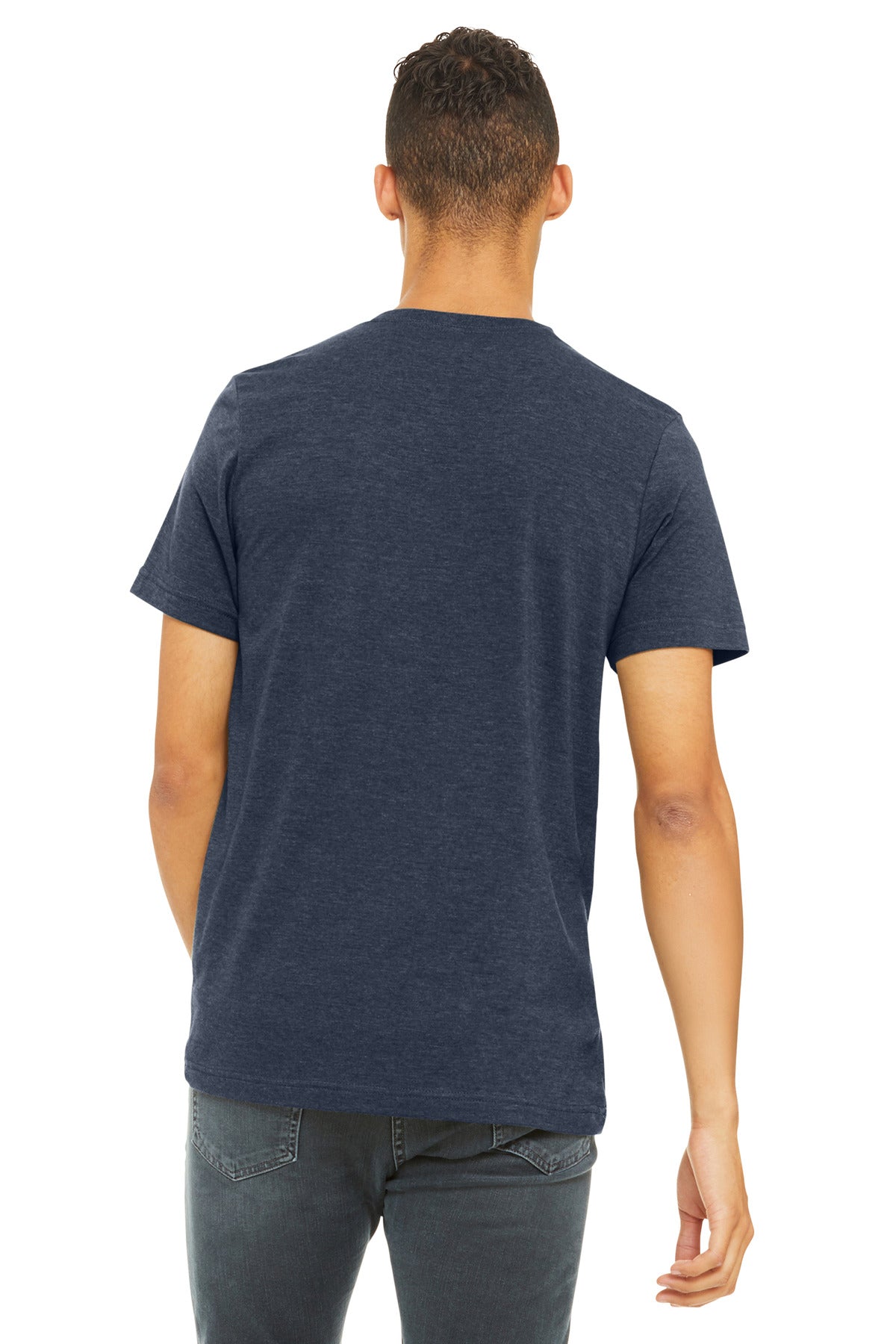 BELLA+CANVAS Unisex Heather CVC Short Sleeve Tee. BC3001CVC - Heather Navy - back