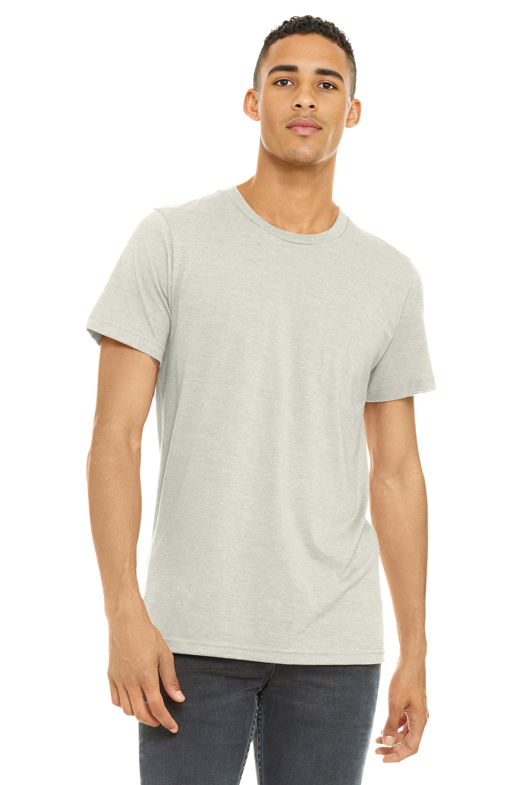 BELLA+CANVAS Unisex Heather CVC Short Sleeve Tee. BC3001CVC - Heather Oatmeal - front