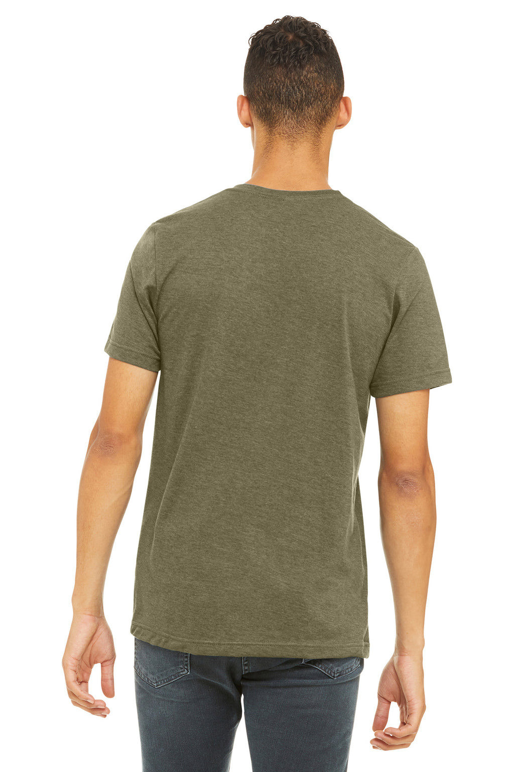 BELLA+CANVAS Unisex Heather CVC Short Sleeve Tee. BC3001CVC - Heather Olive - back