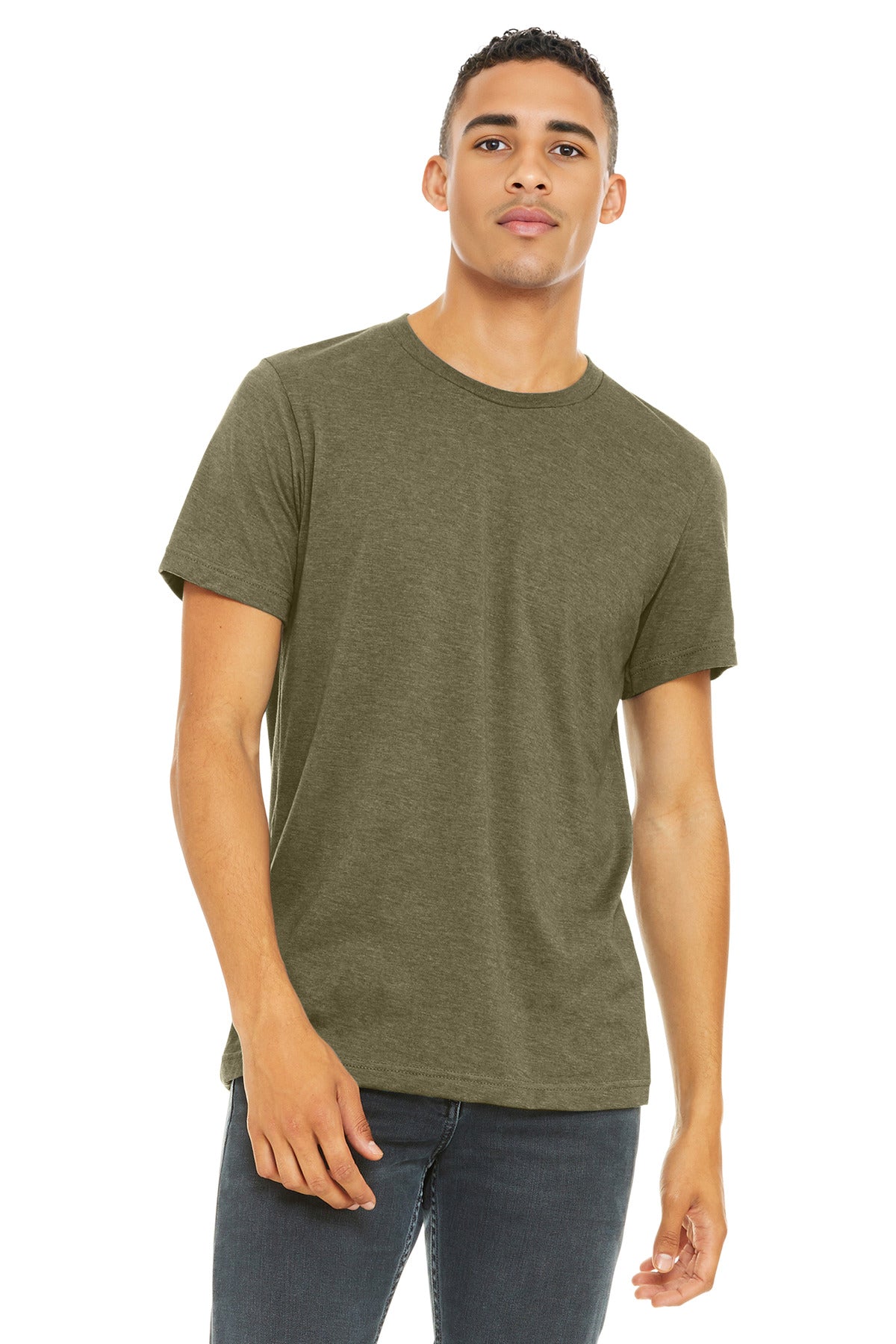 BELLA+CANVAS Unisex Heather CVC Short Sleeve Tee. BC3001CVC - Heather Olive - front
