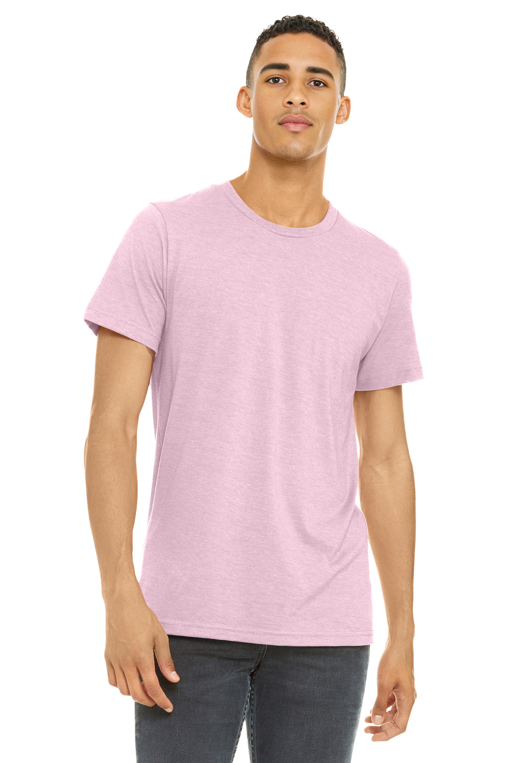 BELLA+CANVAS Unisex Heather CVC Short Sleeve Tee. BC3001CVC - Heather Pink - front