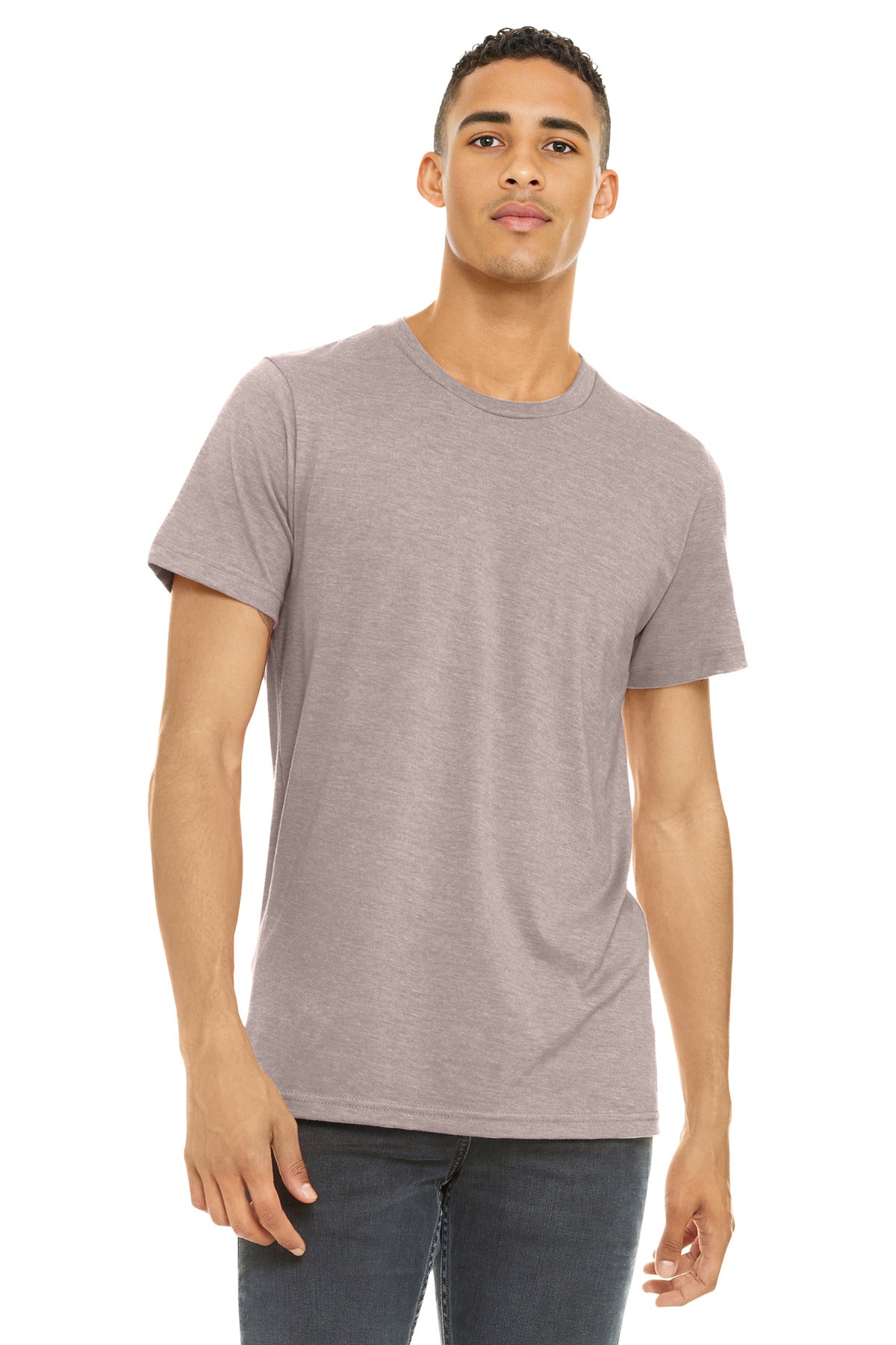 BELLA+CANVAS Unisex Heather CVC Short Sleeve Tee. BC3001CVC - Heather Pink Gravel - front