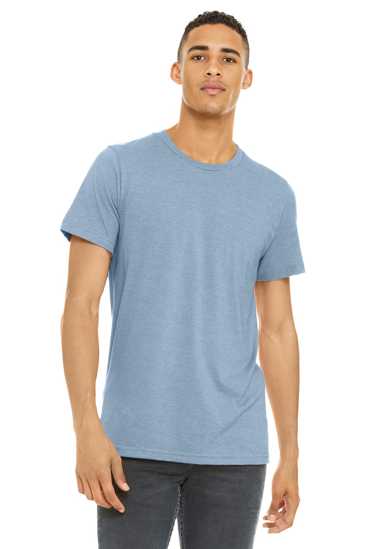 BELLA+CANVAS Unisex Heather CVC Short Sleeve Tee. BC3001CVC - Heather Prism Blue - front
