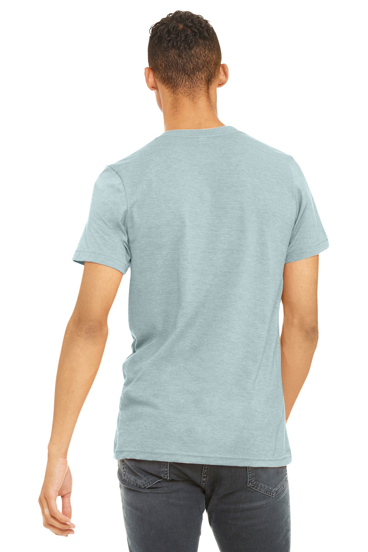 BELLA+CANVAS Unisex Heather CVC Short Sleeve Tee. BC3001CVC - Heather Prism Ice Blue - back