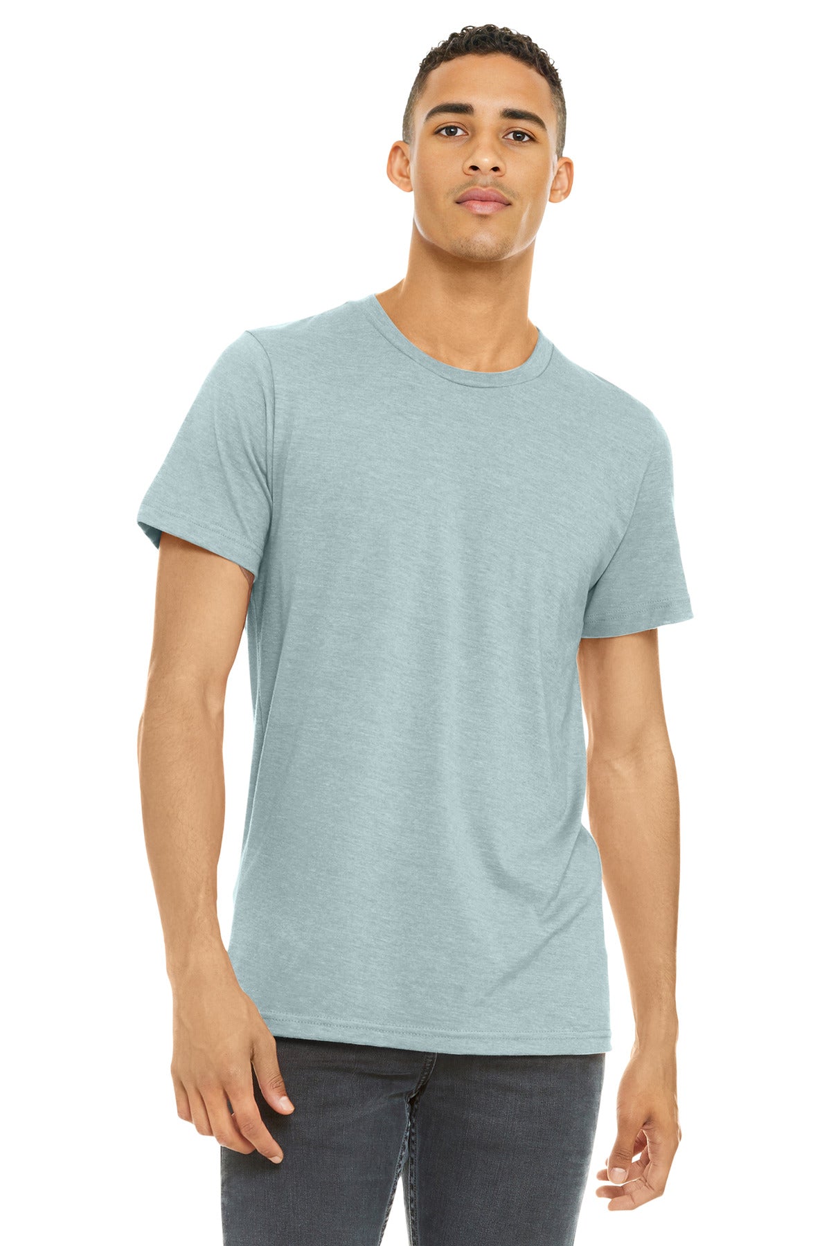 BELLA+CANVAS Unisex Heather CVC Short Sleeve Tee. BC3001CVC - Heather Prism Ice Blue - front