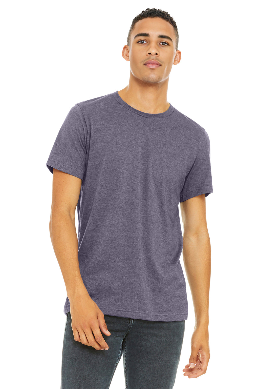 BELLA+CANVAS Unisex Heather CVC Short Sleeve Tee. BC3001CVC - Heather Purple - front