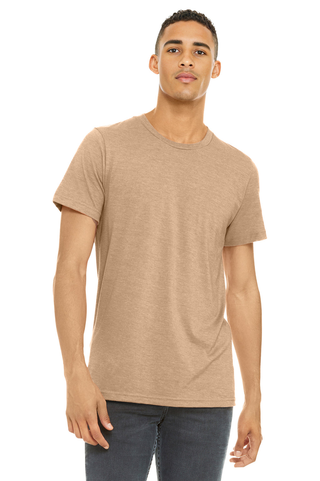 BELLA+CANVAS Unisex Heather CVC Short Sleeve Tee. BC3001CVC - Heather Sand Dune - front