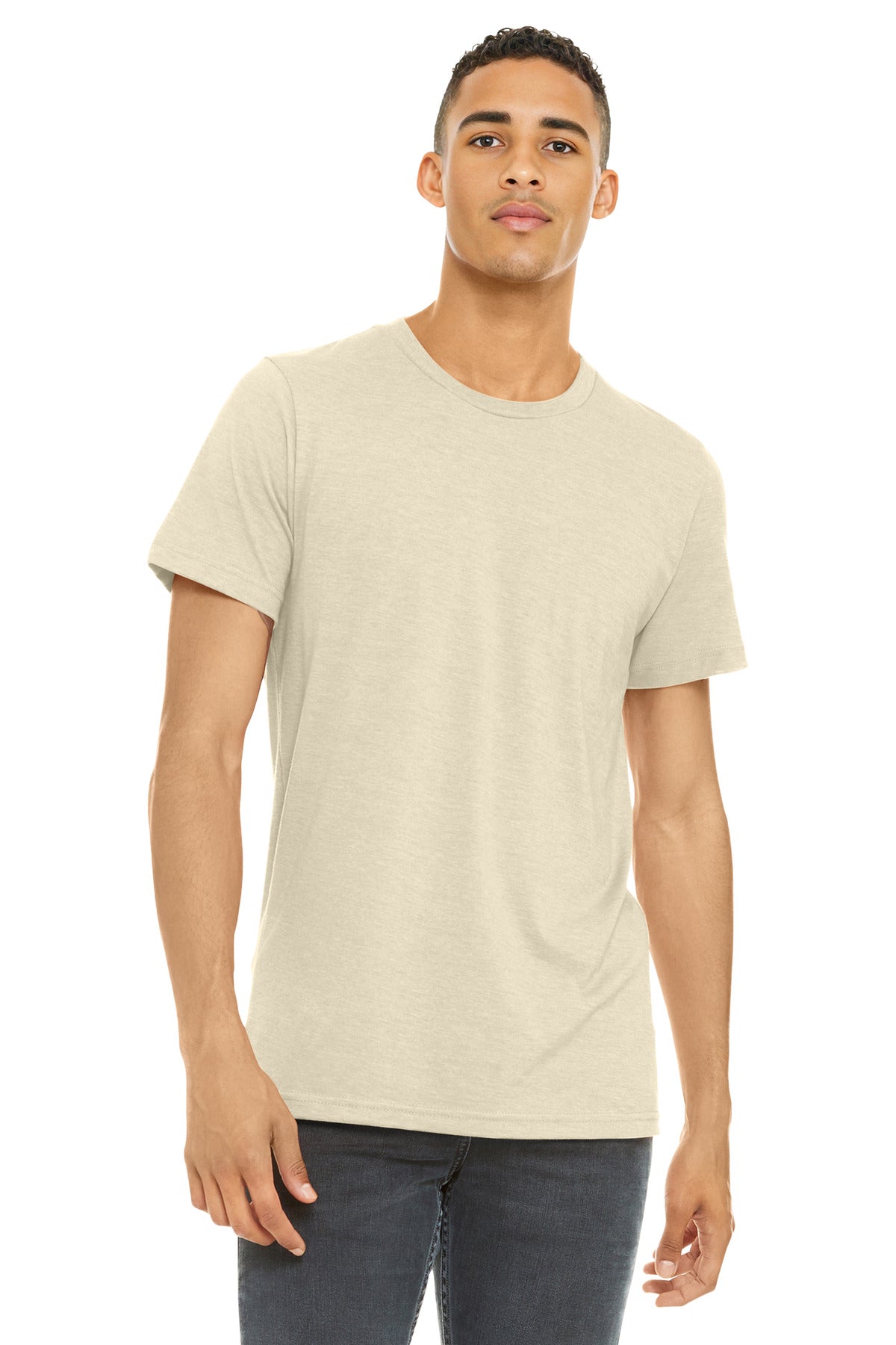 BELLA+CANVAS Unisex Heather CVC Short Sleeve Tee. BC3001CVC - Heather Soft Cream - front