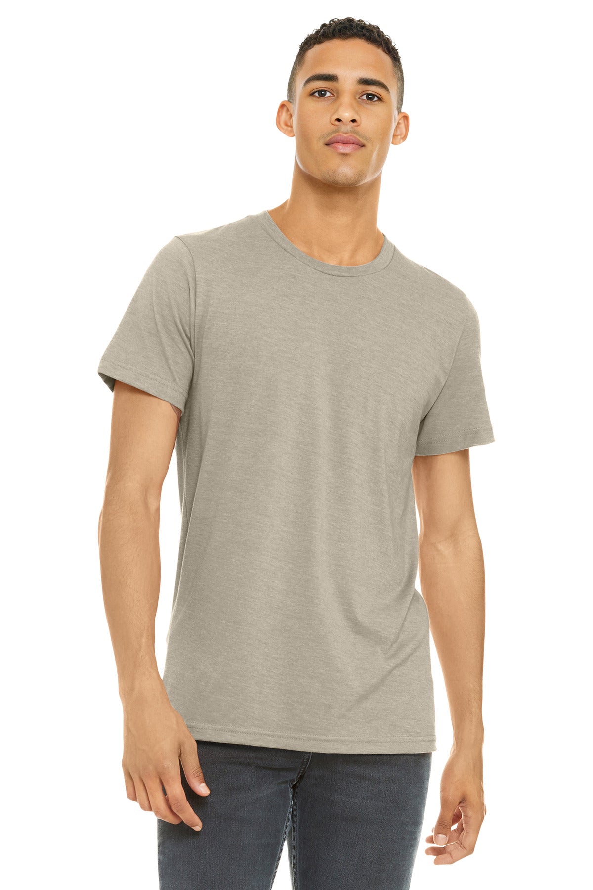 BELLA+CANVAS Unisex Heather CVC Short Sleeve Tee. BC3001CVC - Heather Tan - front