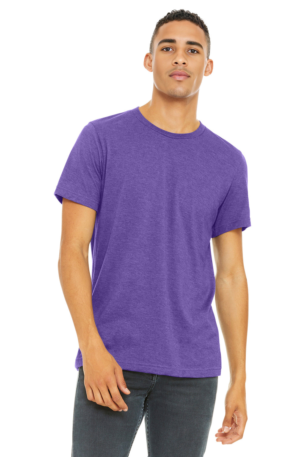 BELLA+CANVAS Unisex Heather CVC Short Sleeve Tee. BC3001CVC - Heather Team Purple - front