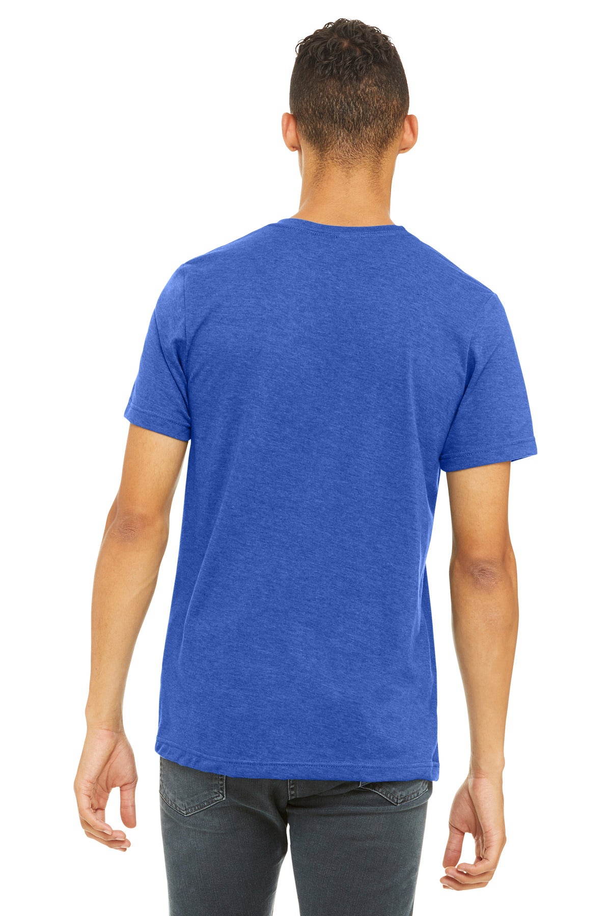 BELLA+CANVAS Unisex Heather CVC Short Sleeve Tee. BC3001CVC - Heather True Royal - back
