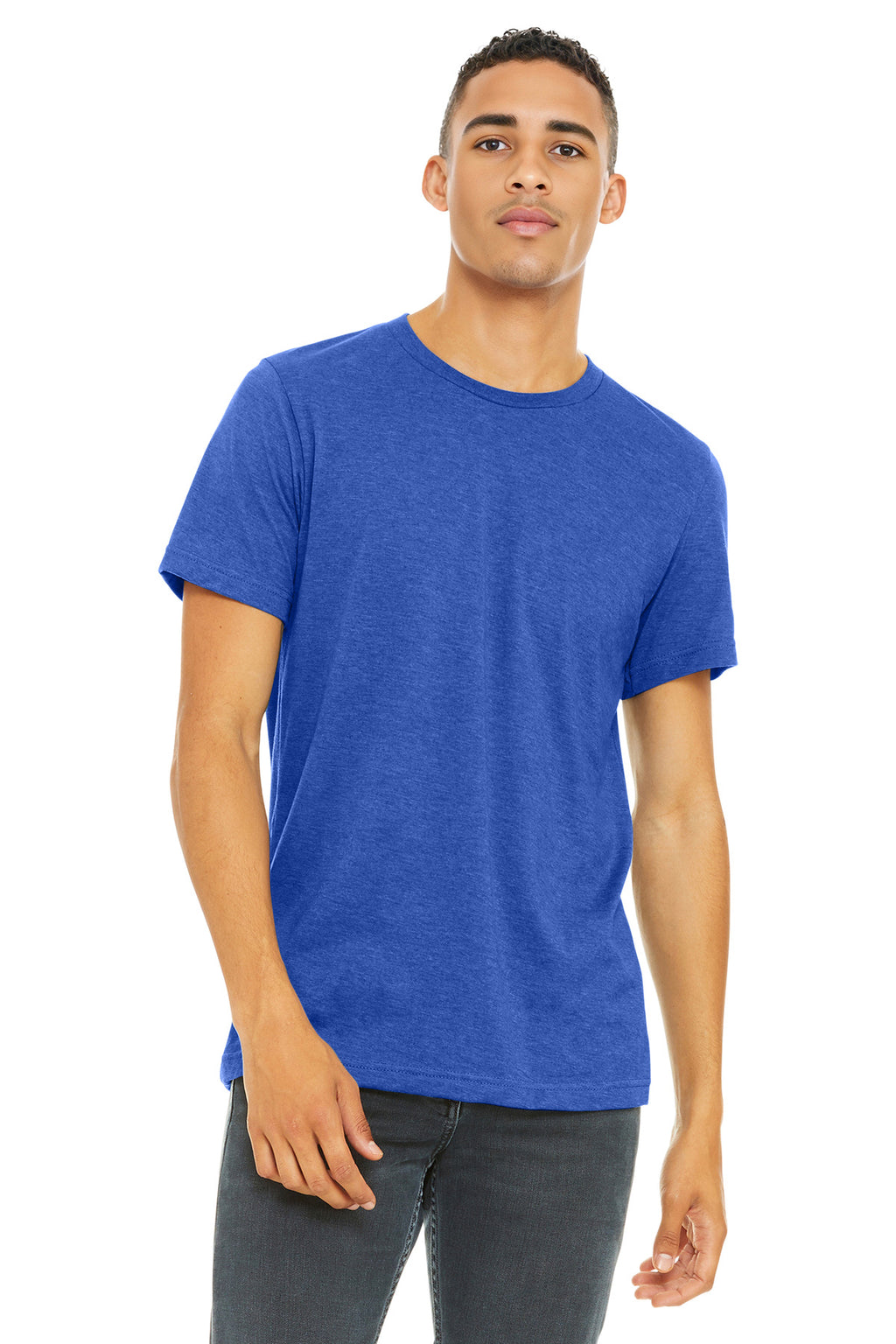 BELLA+CANVAS Unisex Heather CVC Short Sleeve Tee. BC3001CVC - Heather True Royal - front