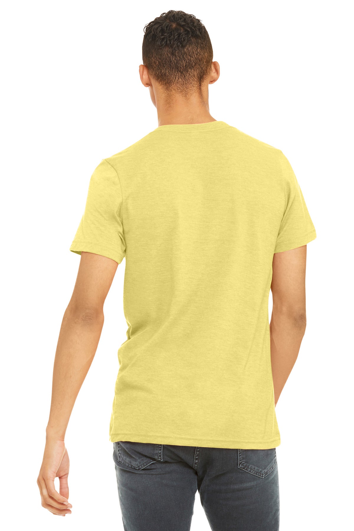 BELLA+CANVAS Unisex Heather CVC Short Sleeve Tee. BC3001CVC - Heather Yellow - back
