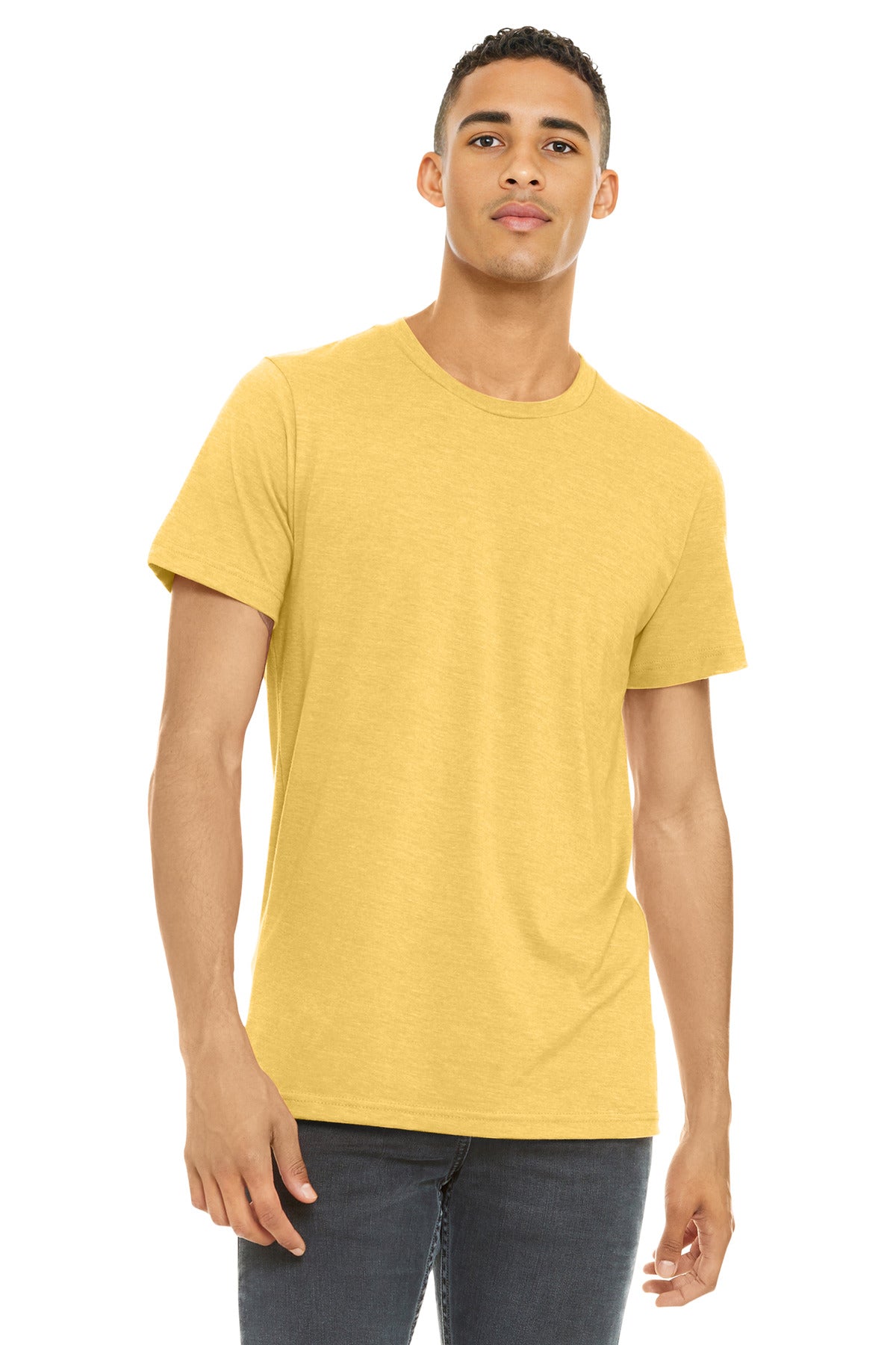 BELLA+CANVAS Unisex Heather CVC Short Sleeve Tee. BC3001CVC - Heather Yellow Gold - front