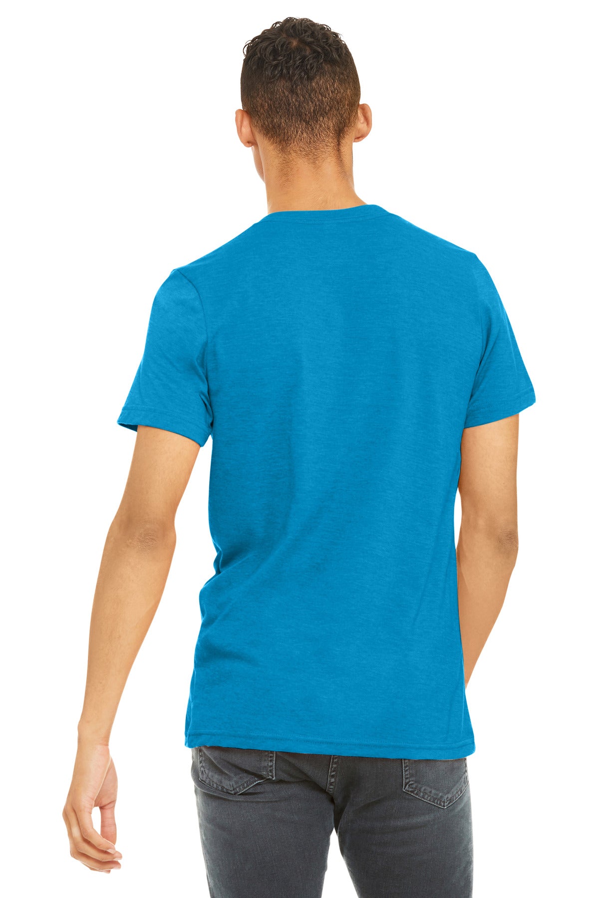 BELLA+CANVAS Unisex Heather CVC Short Sleeve Tee. BC3001CVC - Neon Blue - back