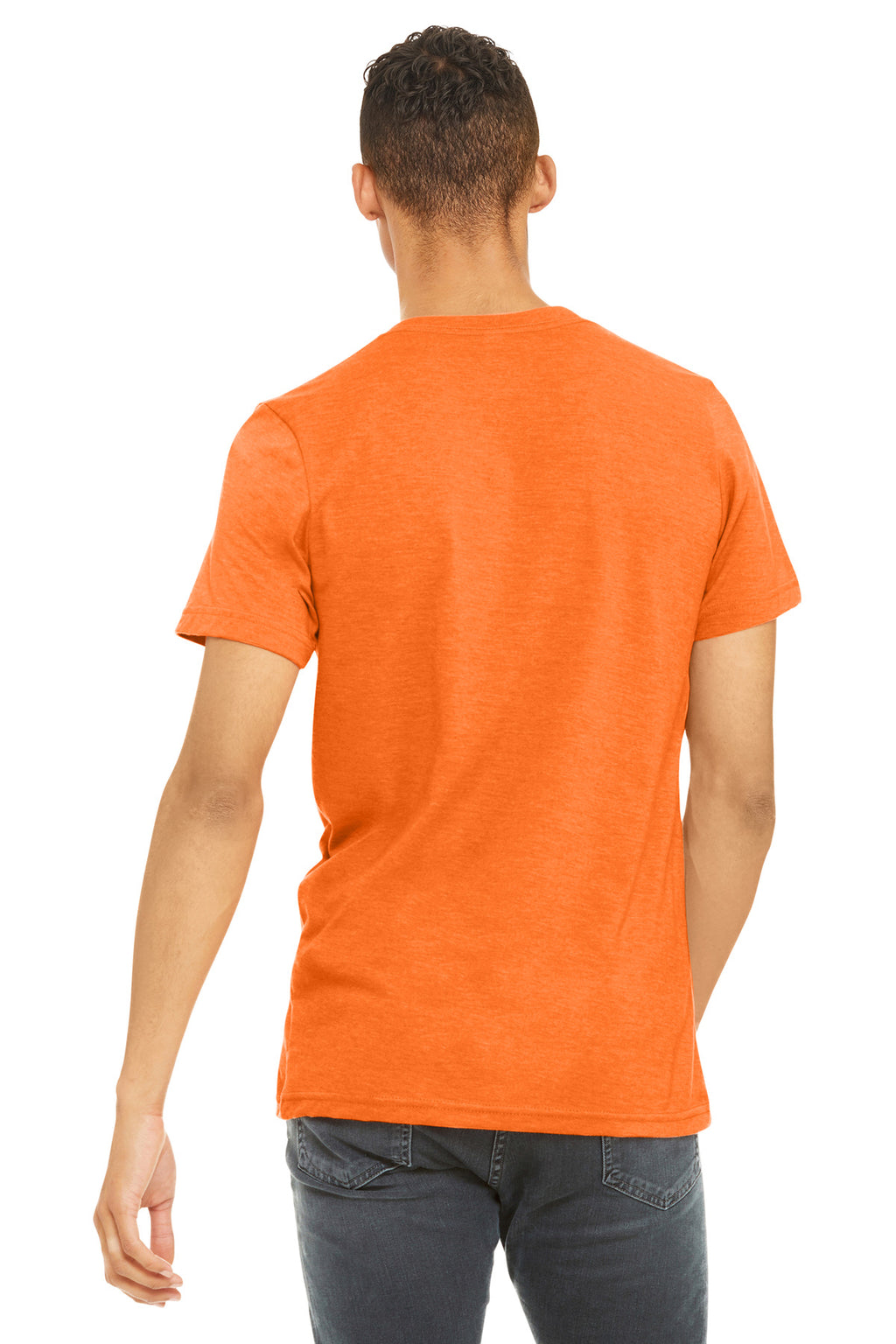 BELLA+CANVAS Unisex Heather CVC Short Sleeve Tee. BC3001CVC - Neon Orange - back