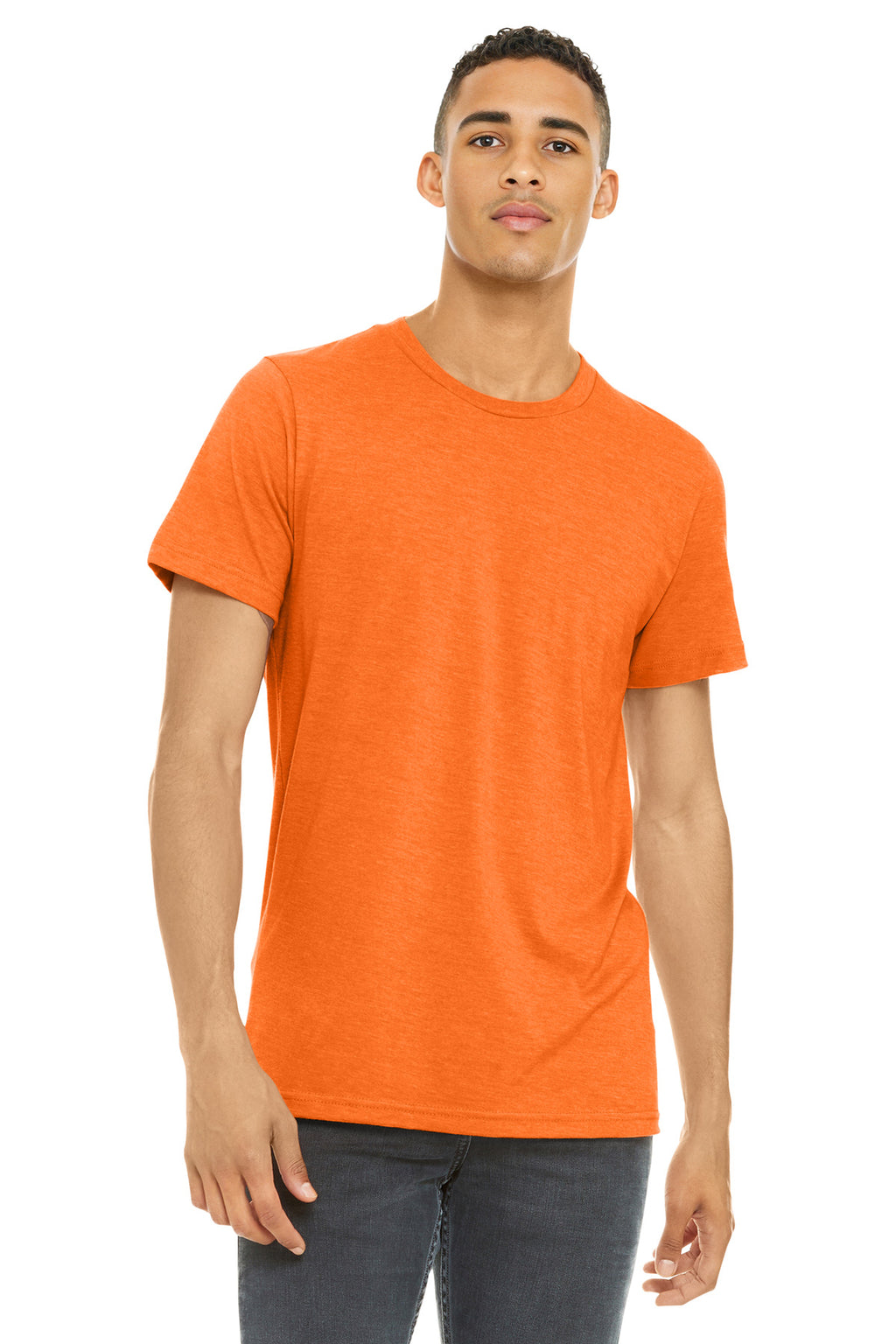 BELLA+CANVAS Unisex Heather CVC Short Sleeve Tee. BC3001CVC - Neon Orange - front