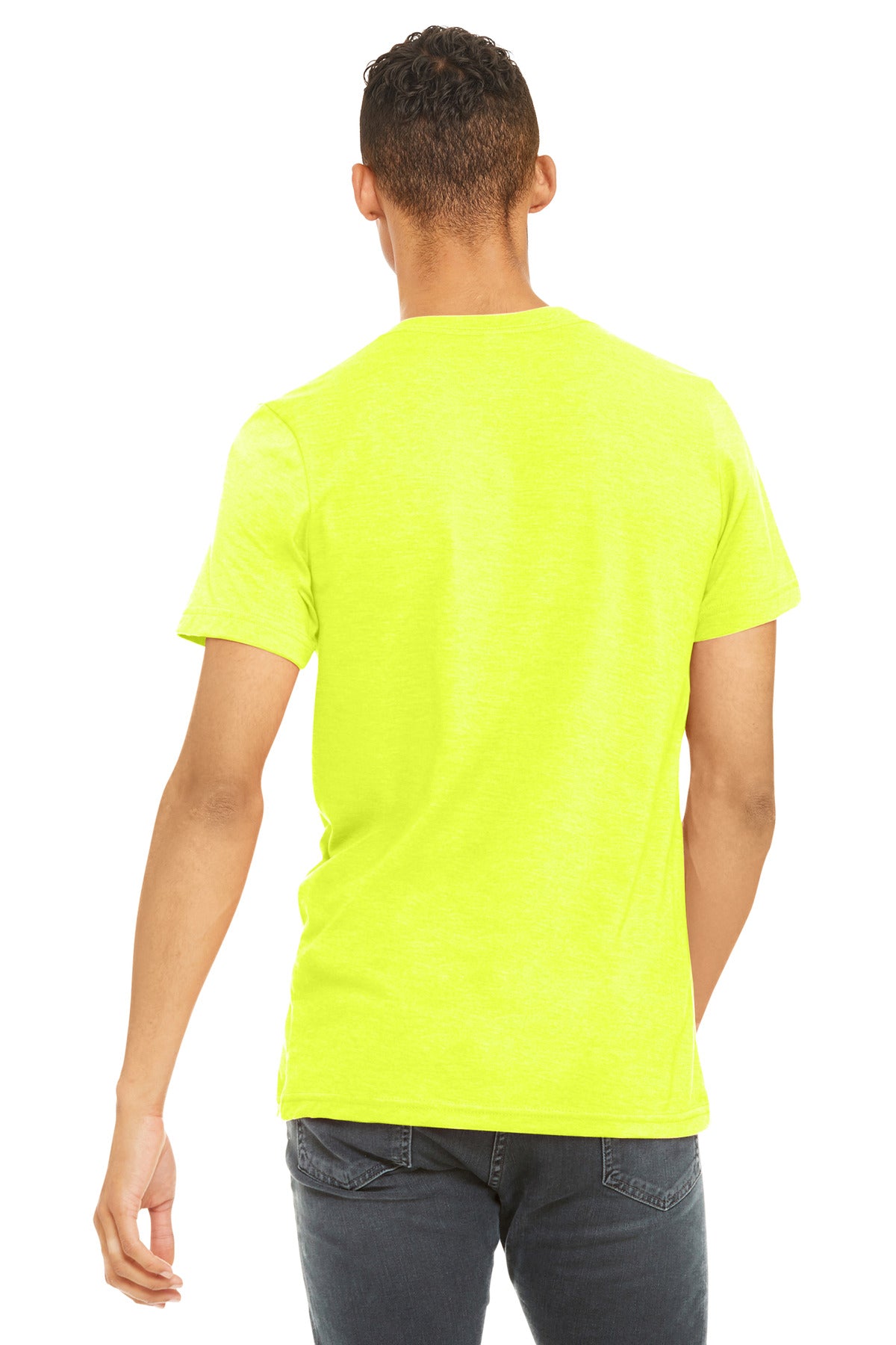 BELLA+CANVAS Unisex Heather CVC Short Sleeve Tee. BC3001CVC - Neon Yellow - back