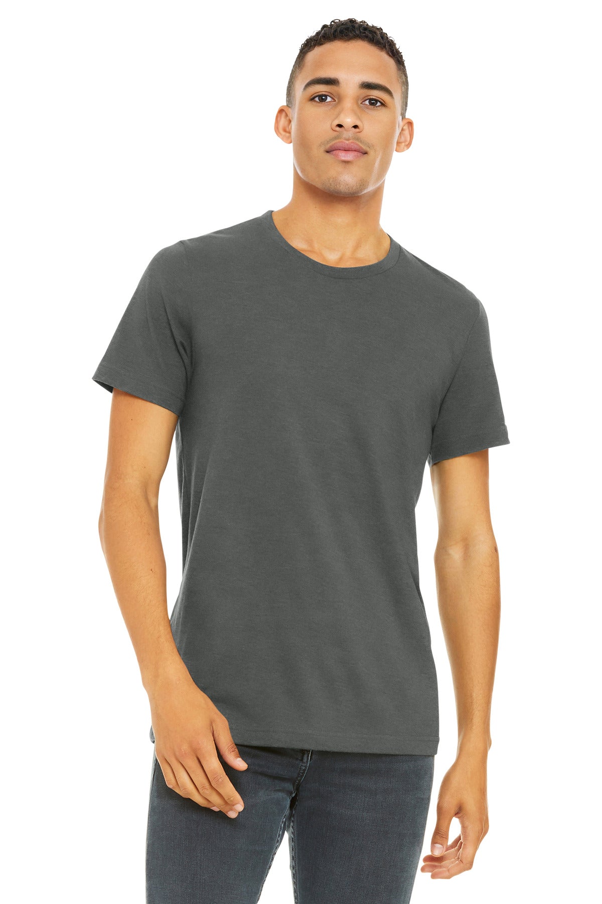 BELLA+CANVAS Unisex Heather CVC Short Sleeve Tee. BC3001CVC - Solid Asphalt Blend - front