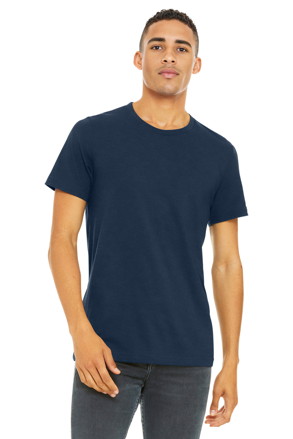 BELLA+CANVAS Unisex Heather CVC Short Sleeve Tee. BC3001CVC - Solid Navy Blend - front