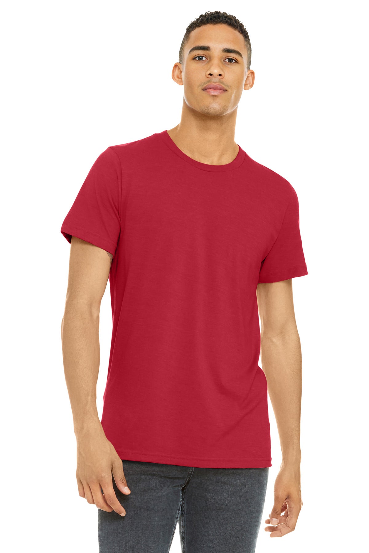 BELLA+CANVAS Unisex Heather CVC Short Sleeve Tee. BC3001CVC - Solid Red Blend - front