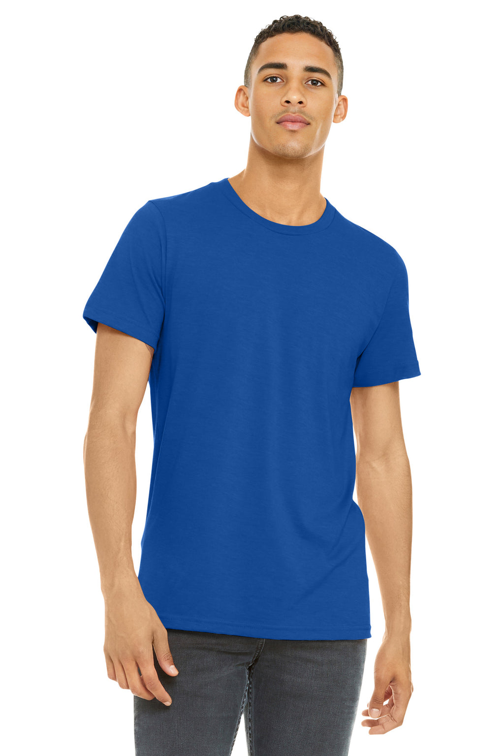 BELLA+CANVAS Unisex Heather CVC Short Sleeve Tee. BC3001CVC - Solid True Royal Blend - front