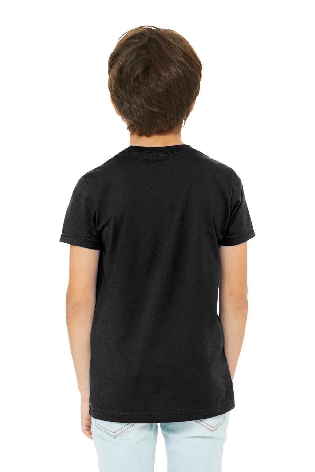 BELLA+CANVAS Youth Heather CVC Tee BC3001YCVC - Black Heather - back