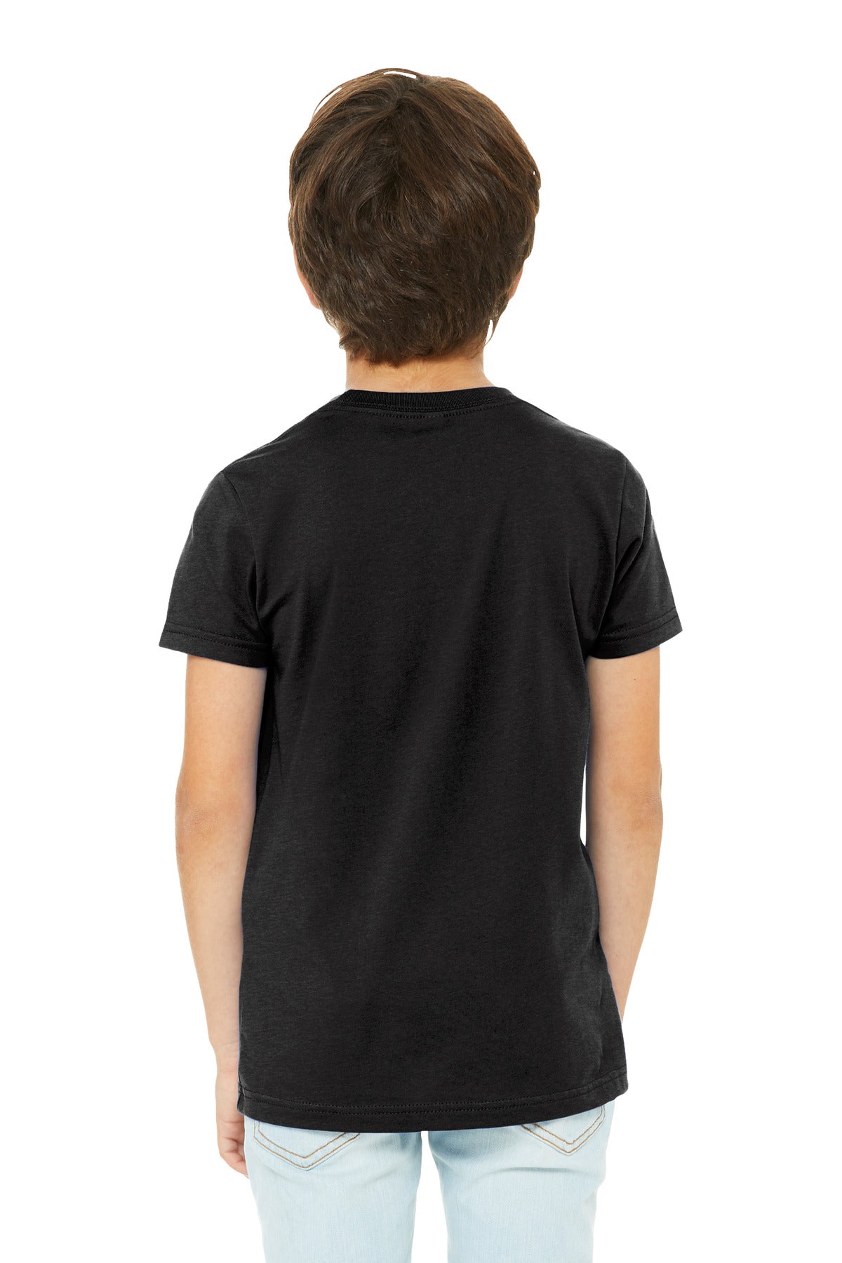 BELLA+CANVAS Youth Heather CVC Tee BC3001YCVC - Black Heather - back