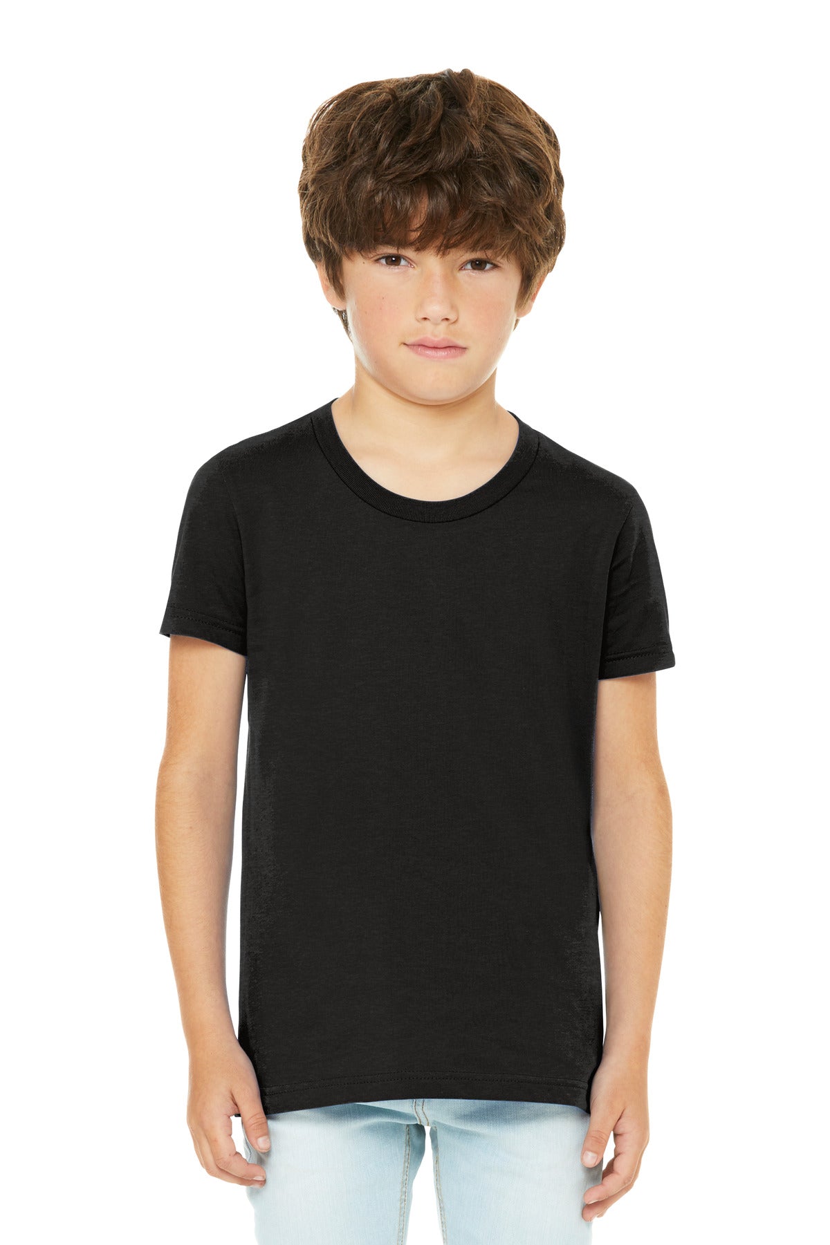 BELLA+CANVAS Youth Heather CVC Tee BC3001YCVC - Black Heather - front