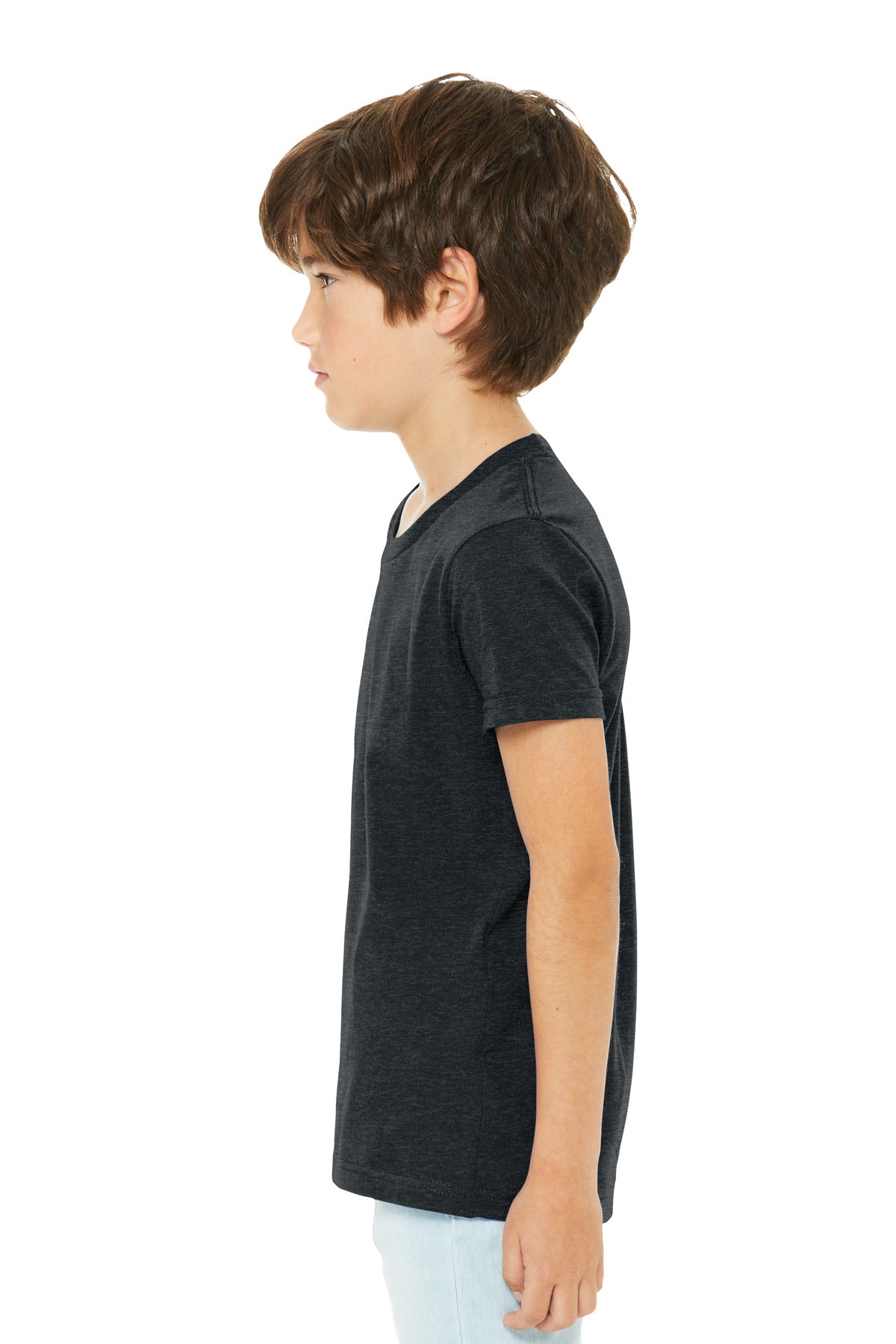 BELLA+CANVAS Youth Heather CVC Tee BC3001YCVC - Dark Grey Heather - side