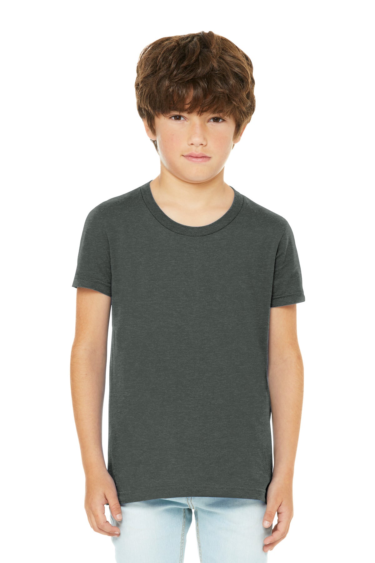 BELLA+CANVAS Youth Heather CVC Tee BC3001YCVC - Deep Heather - front